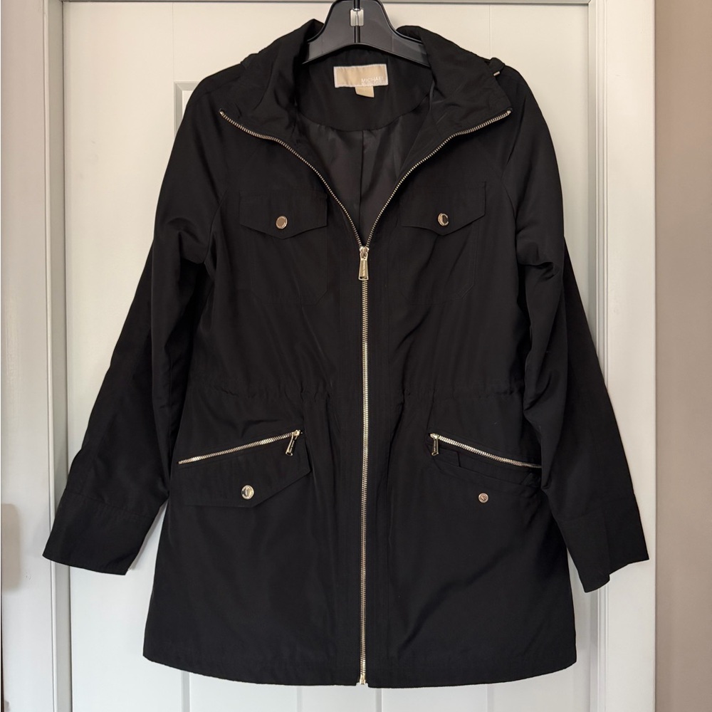 Michael Kors Black Utility Rain Jacket